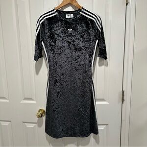 Adidas Originals 3 Stripes Plush Velour Trefoil Bodycon Minidress size Large